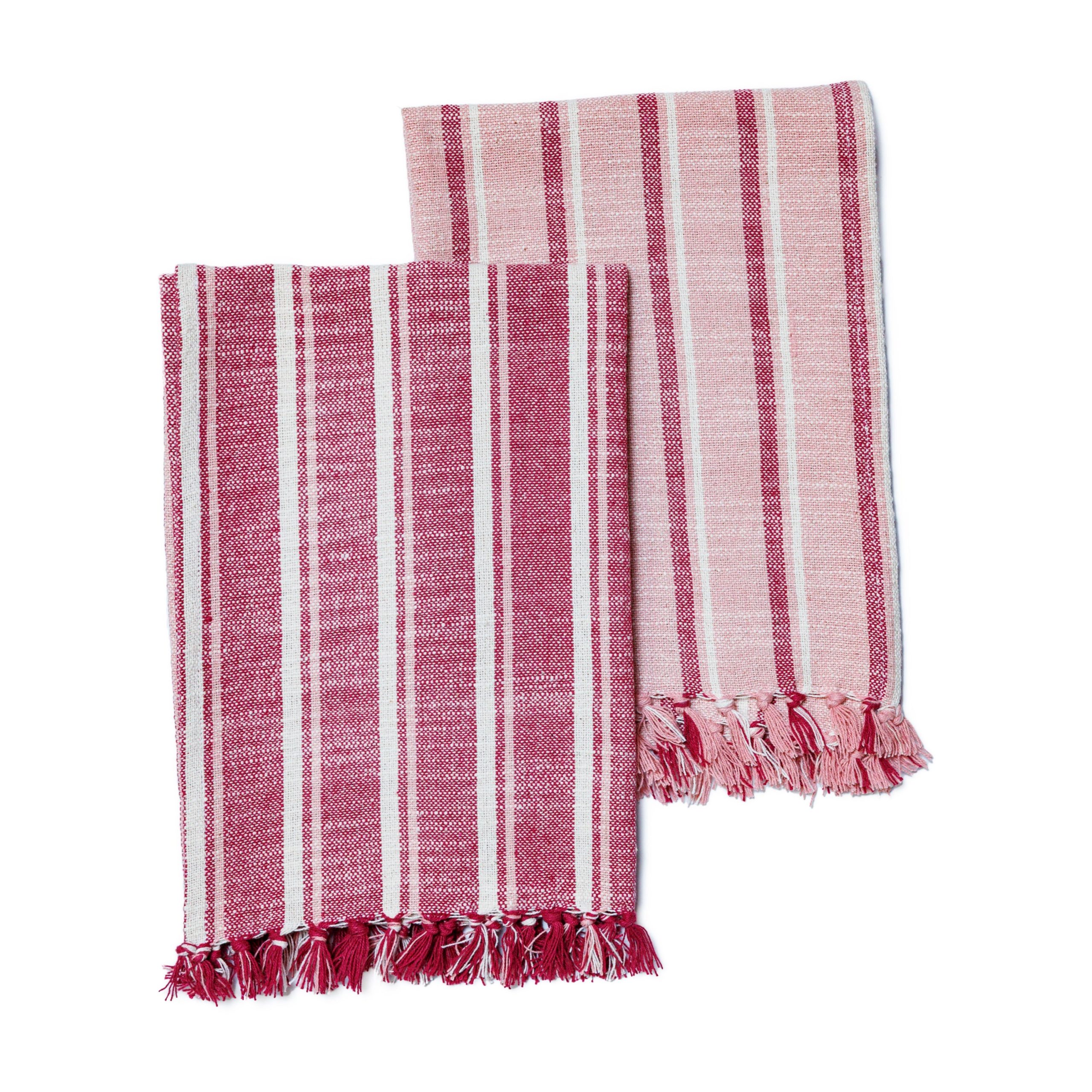 SupraEndura_StripedOrganicCottonKitchentowelSet-Pink_Burgundy_front_1.jpg