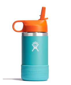 Kids Stainless Steel Wide Mouth Bottle with Straw Cap & Boot. 12 oz